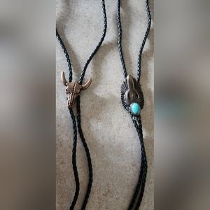 Bull Skull OR falcon Western bolo tie Choose One